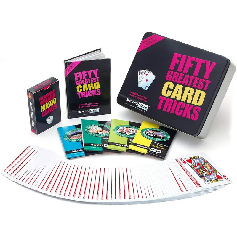 Marvins Magic Marvin’s Magic Fifty Greatest Card Tricks Gift Tin – Magic Playing Cards Set with 50 Tricks, Special Props & Instruction Booklet for Kids 8+ & Adults - Image 1